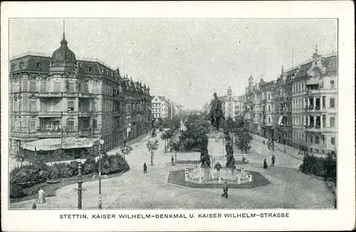 Ak Szczecin Stettin Pommern, Kaiser Wilhelm Denkmal, Kaiser Wilhelm Straße