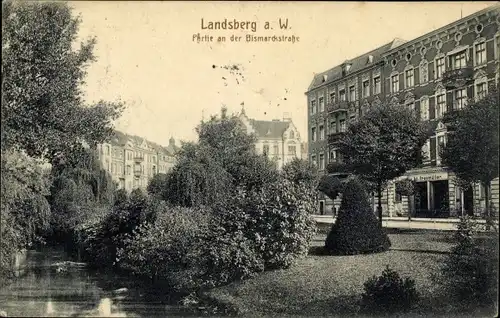 Ak Gorzów Wielkopolski Landsberg an der Warthe Ostbrandenburg, Partie an der Bismarckstraße