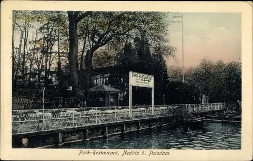 Ak Nedlitz Potsdam in Brandenburg, Park-Restaurant, Partie am Wasser