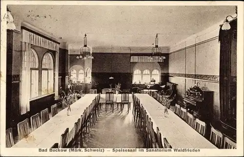 Ak Buckow in der Märkischen Schweiz, Speisesaal im Sanatorium Waldfrieden