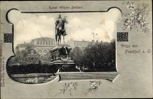 Passepartout Ak Frankfurt an der Oder, Kaiser Wilhelm Denkmal