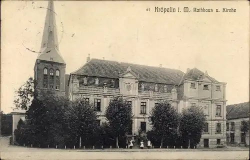 Ak Kröpelin in Mecklenburg, Rathaus und Kirche