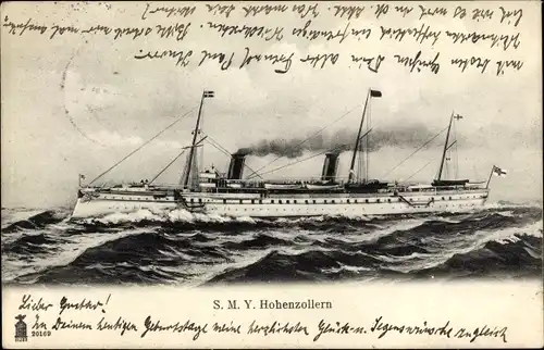 Litho Kaiserliche Yacht SMS Hohenzollern