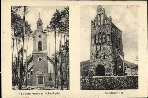 Ak Hohenlychen Lychen in der Uckermark, Heilstätten Kapelle, Stargardter Tor