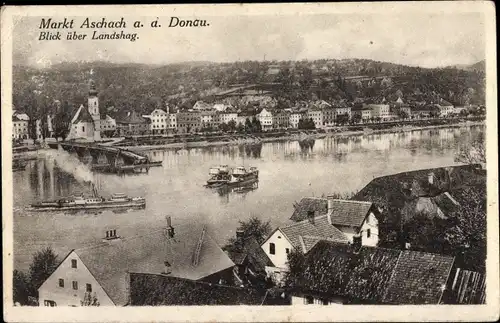 Ak Markt Aschach an der Donau Oberösterreich, Blick über Landshag