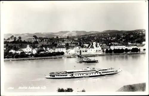 Ak Markt Aschach an der Donau Oberösterreich, Blick auf den Ort, Salondampfer Stadt Wien