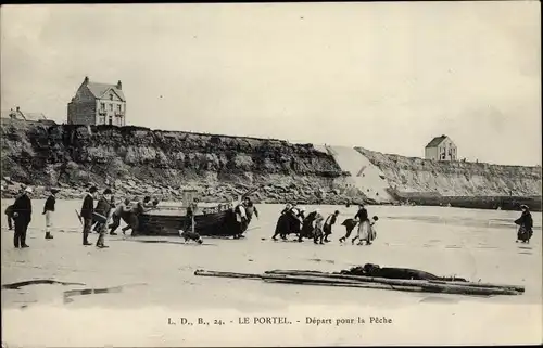 Ak Le Portel Pas de Calais, Depart pour la Peche