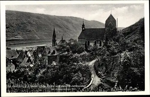 Ak Sankt Aldegund an der Mosel, Alte Kirche 12. Jahrhundert, Romanischer Stil