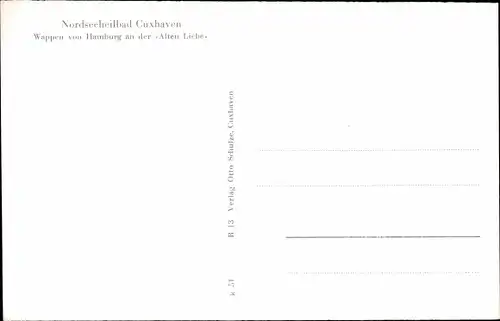 Ak Cuxhaven in Niedersachsen, Wappen von Hamburg an der Alten Liebe