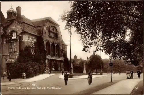 Ak Hansestadt Kiel, Pomenade am Kleinen Kiel, Stadttheater