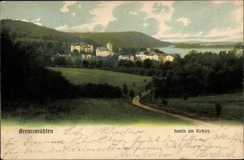 Ak Gremsmühlen Malente in Ostholstein, Hotels am Dieksee, Panorama