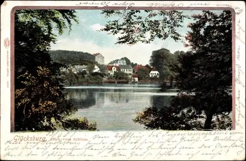 Ak Glücksburg an der Ostsee, Blick vom Schloss auf den Ort