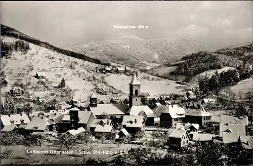 Ak Ottenhöfen im Schwarzwald, Gesamtansicht mit Hornisgrinde, Winter