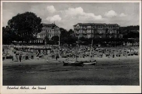 Ak Ostseebad Ahlbeck Heringsdorf auf Usedom, Strand, Hotels