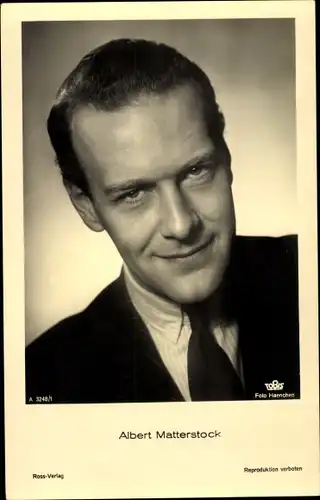 Ak Schauspieler Albert Matterstock, Portrait, Krawatte, Ross 3248/1