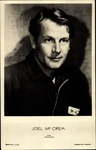 Ak Schauspieler Joel Mc Crea, Portrait
