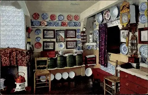 Ak Marken Nordholland, Innenansicht von einem Haus, Nenke und Ostermaier 173 3061, Photochromie