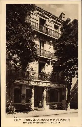 Ak Vichy Allier, Hotel de Cannes et Notre Dame de Lorette