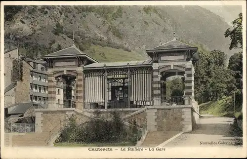 Ak Cauterets Hautes Pyrénées, La Raillere, La Gare