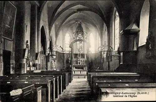 Ak Montigny Lencoup Seine et Marne, Interieur de l'Eglise