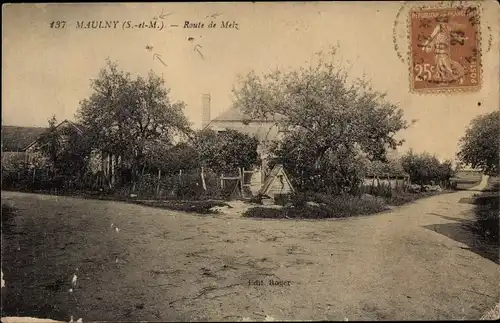 Ak Maulny Seine et Marne, Route de Melz