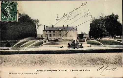 Ak Pomponne Seine et Marne, Le Chateau, Bassin des Enfants