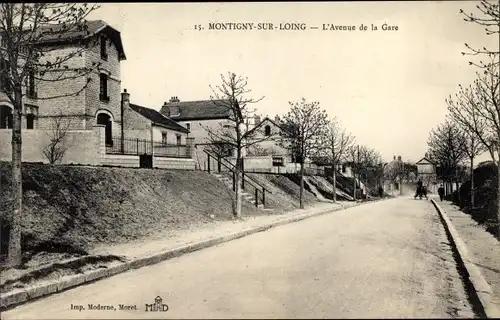 Ak Montigny sur Loing Seine et Marne, L'Avenue de la Gare
