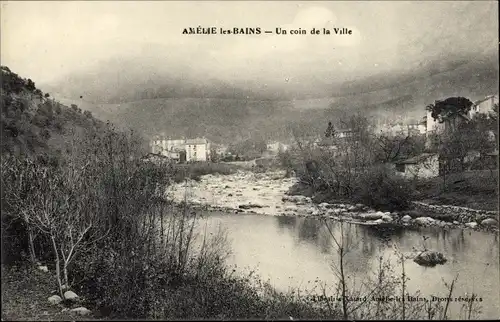 Ak Amelie les Bains Pyrénées Orientales, Un coin de la Ville