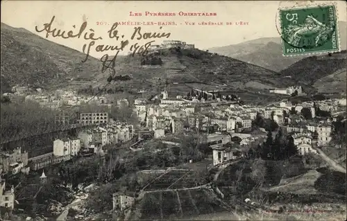 Ak Amelie les Bains Pyrénées Orientales, Vue générale