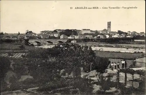 Ak Argelès sur Mer Pyrénées Orientales, Gesamtansicht