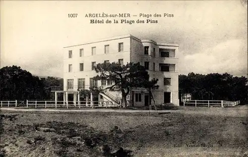 Ak Argelès sur Mer Pyrénées Orientales, Hôtel de la Plage des Pins