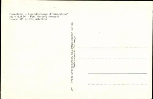 Ak Walburg Hessisch Lichtenau in Hessen, Ferienheim Jugendherberge Meissnerhaus