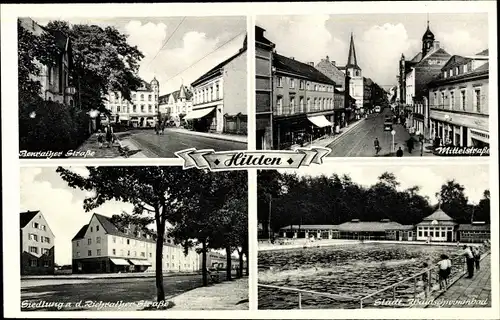 Ak Hilden Nordrhein Westfalen, Mittelstraße, Josefskrankenhaus, Schwimmbad, Benrather Straße