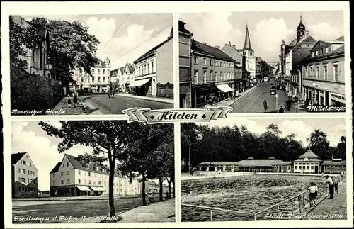 Ak Hilden Nordrhein Westfalen, Mittelstraße, Josefskrankenhaus, Schwimmbad, Benrather Straße