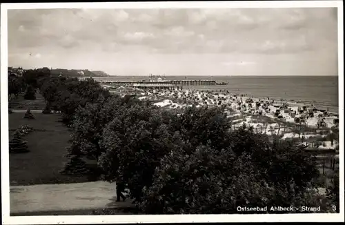 Ak Ostseebad Ahlbeck Heringsdorf auf Usedom, Strandpanorama