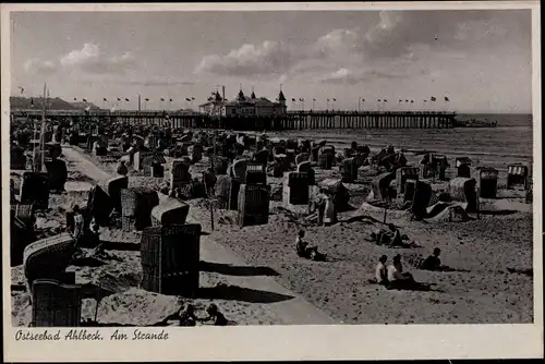 Ak Ostseebad Ahlbeck Heringsdorf auf Usedom, Strandpanorama