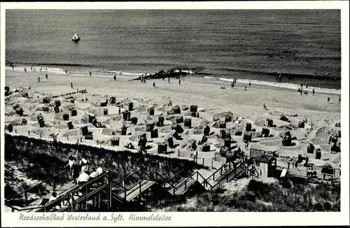 Ak Westerland auf Sylt, Himmelsleiter, Strand