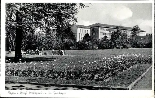 Ak Hagen in Westfalen Ruhrgebiet, Volkspark an der Sparkasse