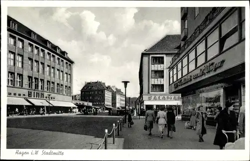 Ak Hagen in Westfalen Ruhrgebiet, Partie in der Stadtmitte, Stadtzentrum, Einkaufszeilen, Geschäfte