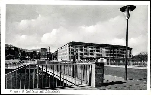 Ak Hagen in Westfalen Ruhrgebiet, Badstraße mit Volmebrücke