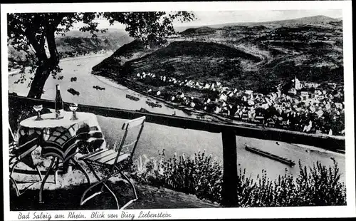 Ak Bad Salzig Boppard im Rhein Hunsrück Kreis, Blick von Burg Liebenstein