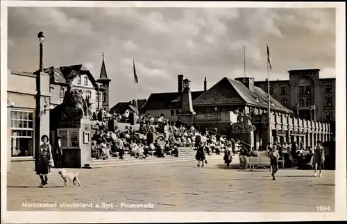 Ak Westerland auf Sylt, Promenade, Passanten