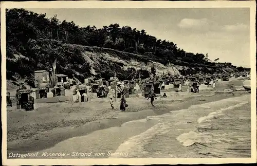 Ak Ostseebad Koserow auf Usedom, Strand vom Seesteg