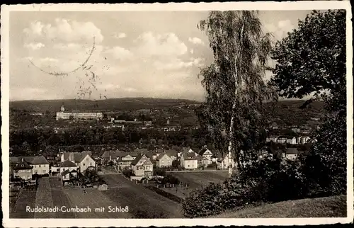 Ak Cumbach Rudolstadt in Thüringen, Gesamtansicht mit Schloss