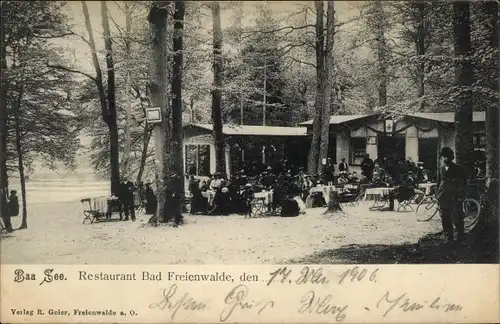 Ak Bad Ferienwalde an der Oder, Baa See, Restaurant, Terrasse