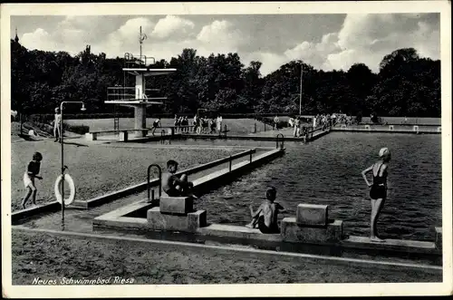 Ak Riesa an der Elbe Sachsen, Neues Schwimmbad