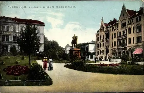 Ak Nordhausen am Harz, Museum, Kaiser Friedrich Denkmal