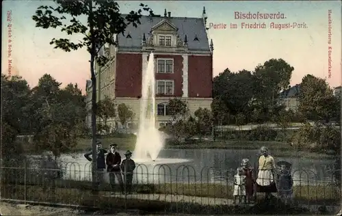 Ak Bischofswerda in Sachsen, Partie im Friedrich August-Park