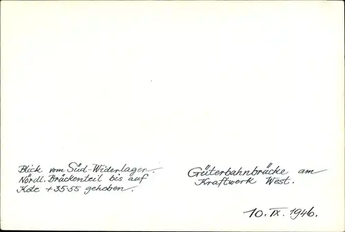 Foto Berlin Spandau Siemensstadt, Kraftwerk West, Güterbahnbrücke, 10.09.1946
