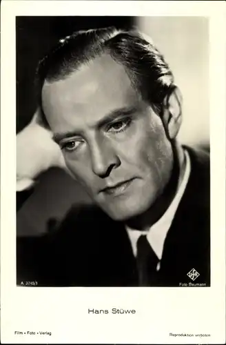 Ak Schauspieler Hans Stüwe, UFA Film A 3745/1, Portrait